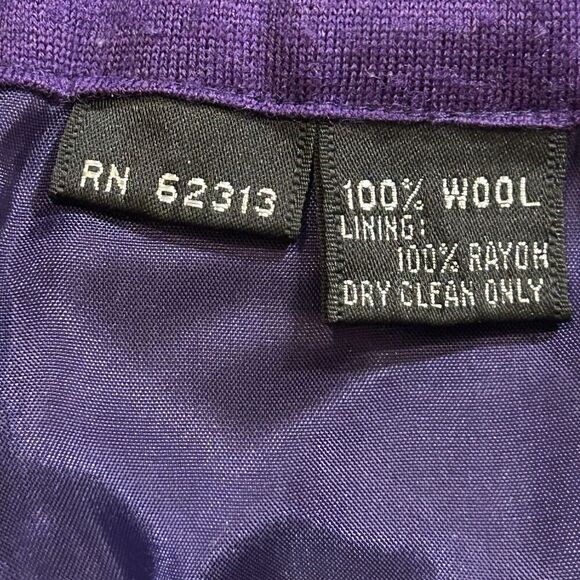 Vintage Purple Wool Halter Jumpsuit Women's Size 6  Sleeveless w/ Open Cardigan - Picture 6 of 11